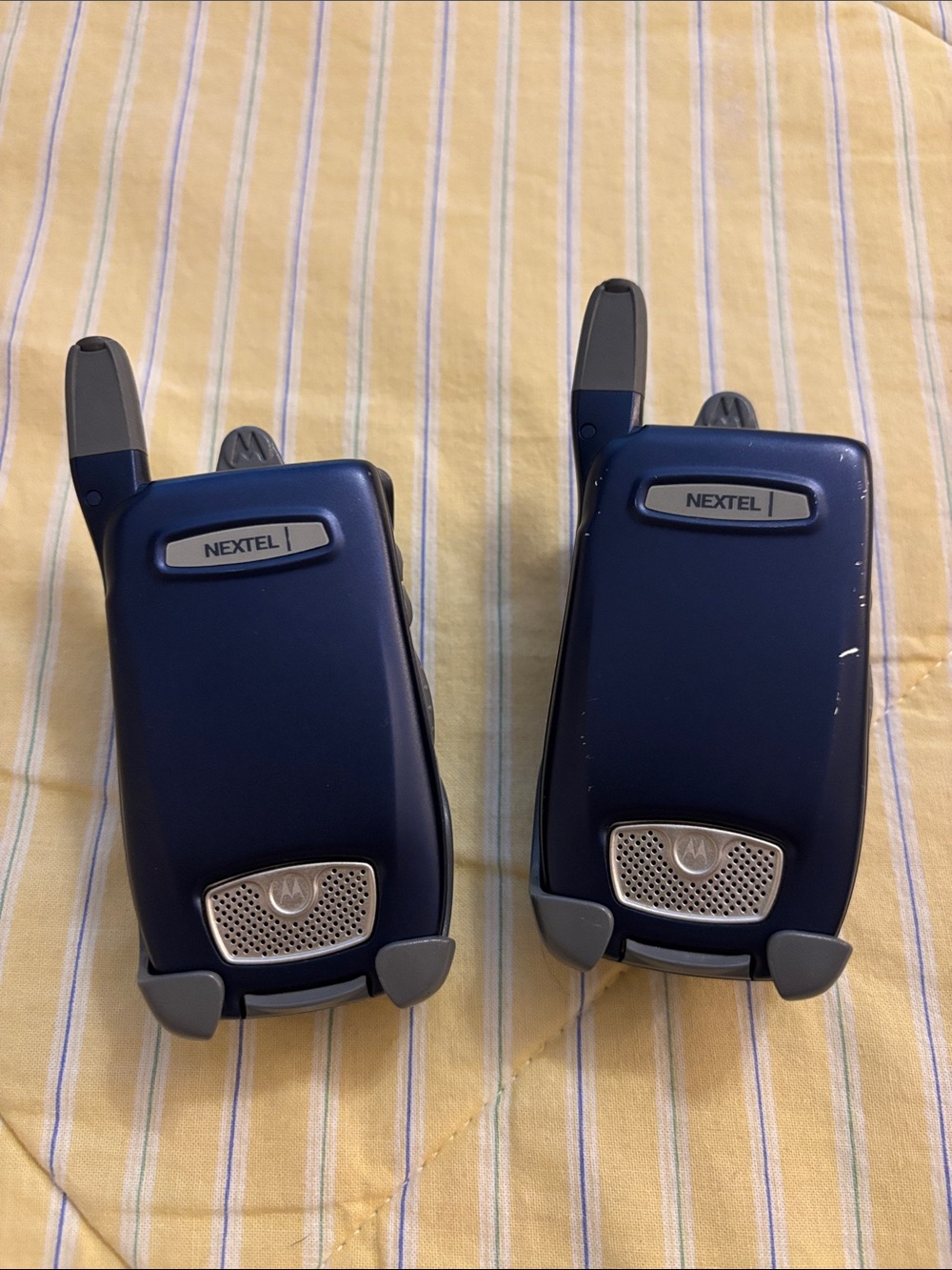 2 Motorola I series i760 (Nextel) w/clips, Blue& Silver, Rare iDEN PTT, Untested